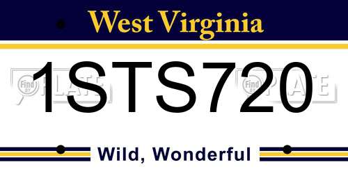 1STS720 West Virginia License Plate