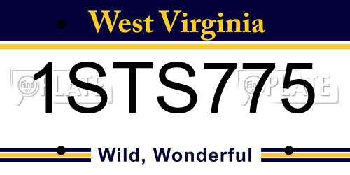1STS775 West Virginia License Plate