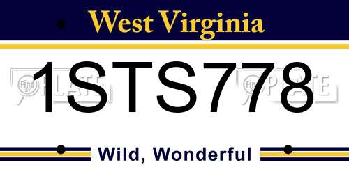 1STS778 West Virginia License Plate