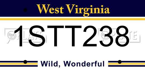1STT238 West Virginia License Plate