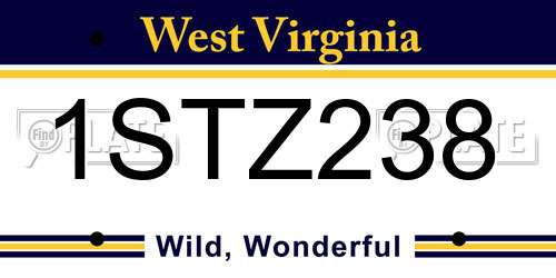 1STZ238 West Virginia License Plate