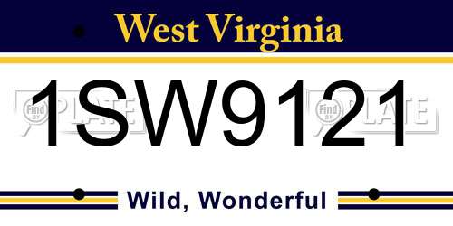 1SW9121 West Virginia License Plate