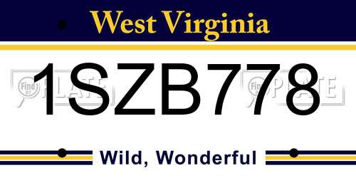 1SZB778 West Virginia License Plate