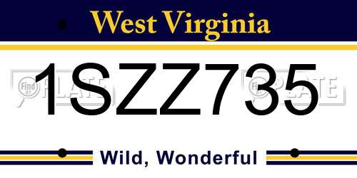 1SZZ735 West Virginia License Plate