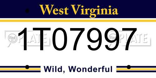 1T07997 West Virginia License Plate