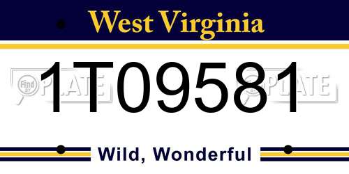 1T09581 West Virginia License Plate