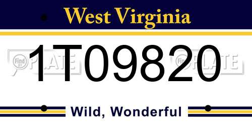 1T09820 West Virginia License Plate
