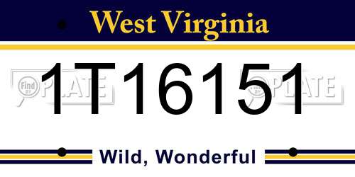 1T16151 West Virginia License Plate