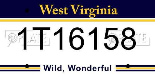 1T16158 West Virginia License Plate