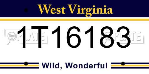 1T16183 West Virginia License Plate