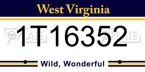 1T16352 West Virginia License Plate