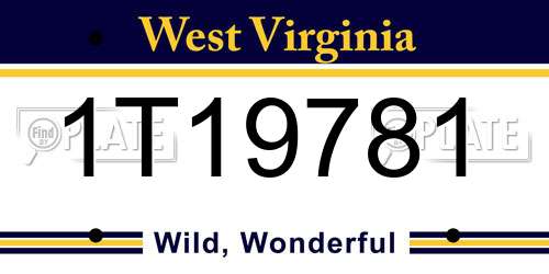 1T19781 West Virginia License Plate