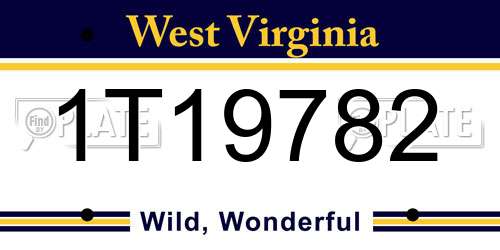 1T19782 West Virginia License Plate