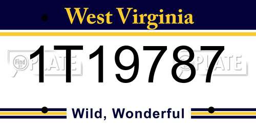 1T19787 West Virginia License Plate