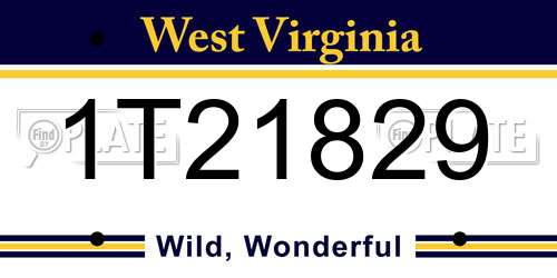 1T21829 West Virginia License Plate