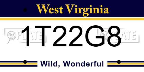1T22G8 West Virginia License Plate