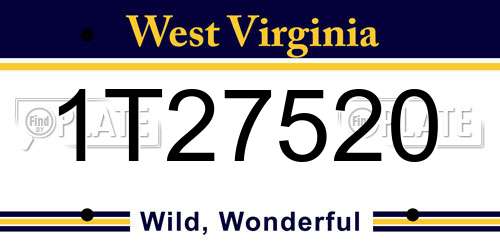 1T27520 West Virginia License Plate