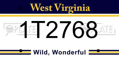 1T2768 West Virginia License Plate