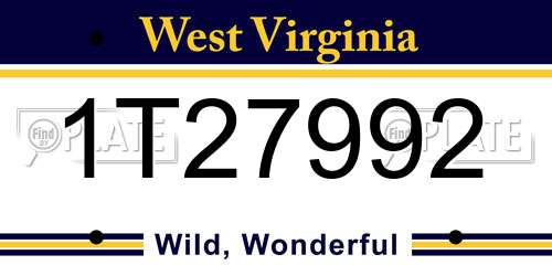 1T27992 West Virginia License Plate