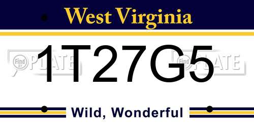 1T27G5 West Virginia License Plate