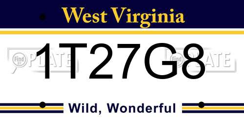 1T27G8 West Virginia License Plate