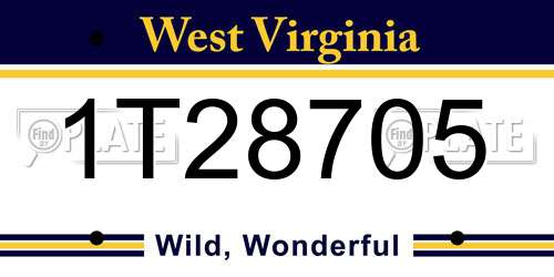 1T28705 West Virginia License Plate