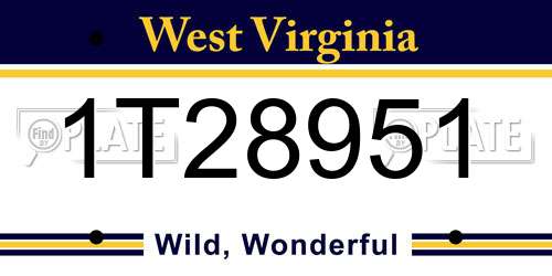 1T28951 West Virginia License Plate