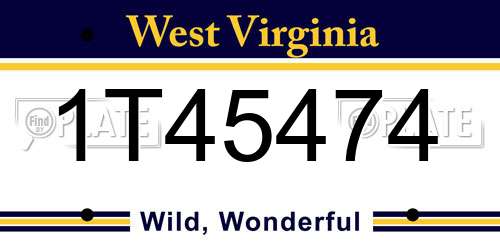1T45474 West Virginia License Plate