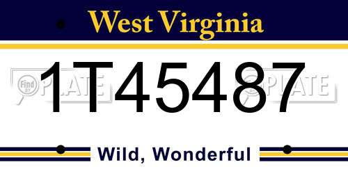 1T45487 West Virginia License Plate