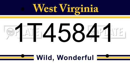 1T45841 West Virginia License Plate