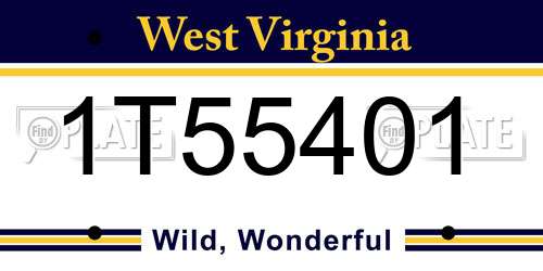 1T55401 West Virginia License Plate