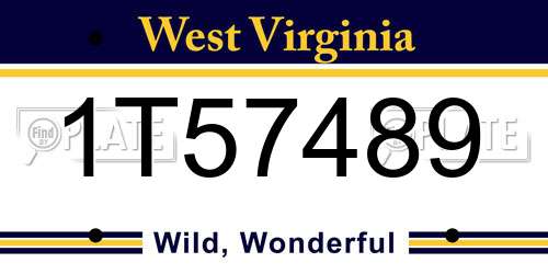 1T57489 West Virginia License Plate