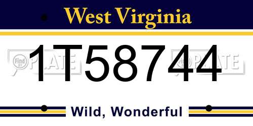 1T58744 West Virginia License Plate