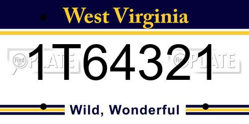 1T64321 West Virginia License Plate