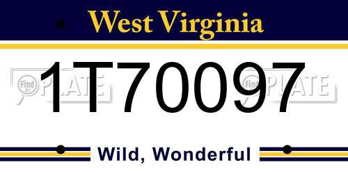 1T70097 West Virginia License Plate