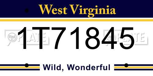 1T71845 West Virginia License Plate
