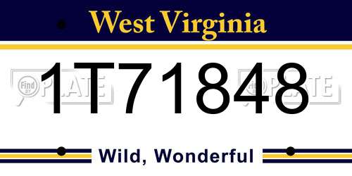 1T71848 West Virginia License Plate