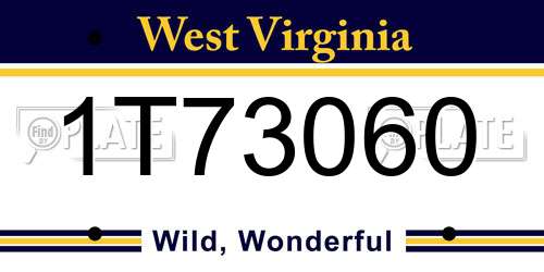 1T73060 West Virginia License Plate