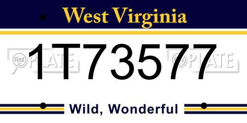 1T73577 West Virginia License Plate