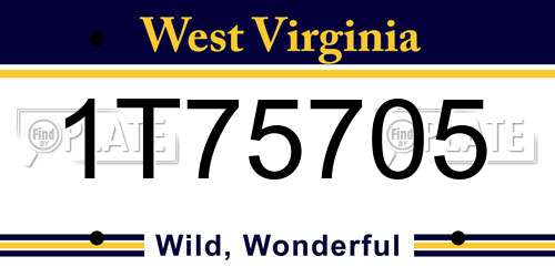 1T75705 West Virginia License Plate