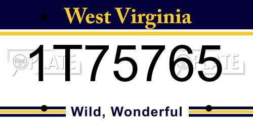 1T75765 West Virginia License Plate