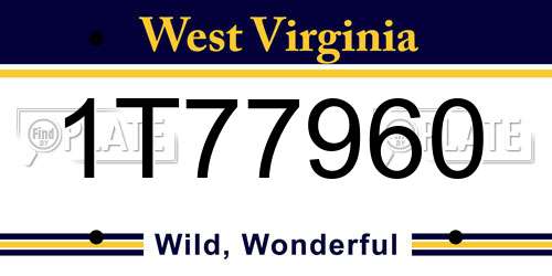 1T77960 West Virginia License Plate