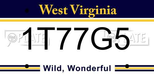 1T77G5 West Virginia License Plate