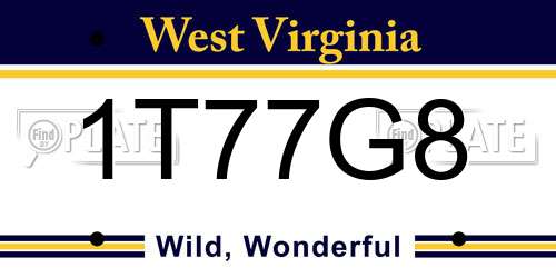 1T77G8 West Virginia License Plate