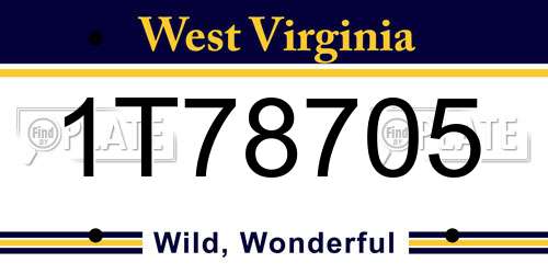 1T78705 West Virginia License Plate