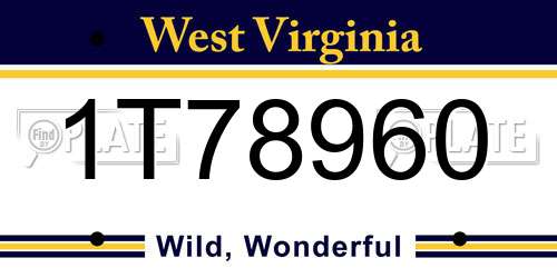 1T78960 West Virginia License Plate