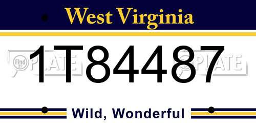 1T84487 West Virginia License Plate