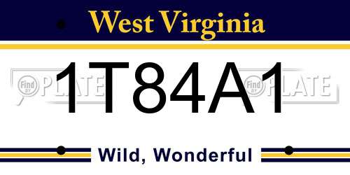 1T84A1 West Virginia License Plate
