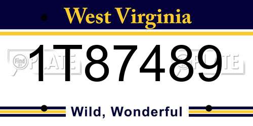 1T87489 West Virginia License Plate