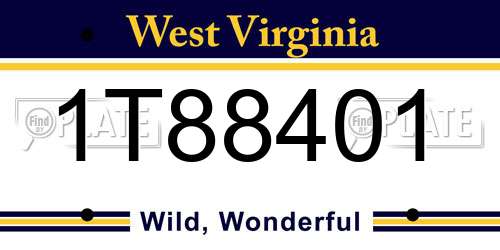 1T88401 West Virginia License Plate